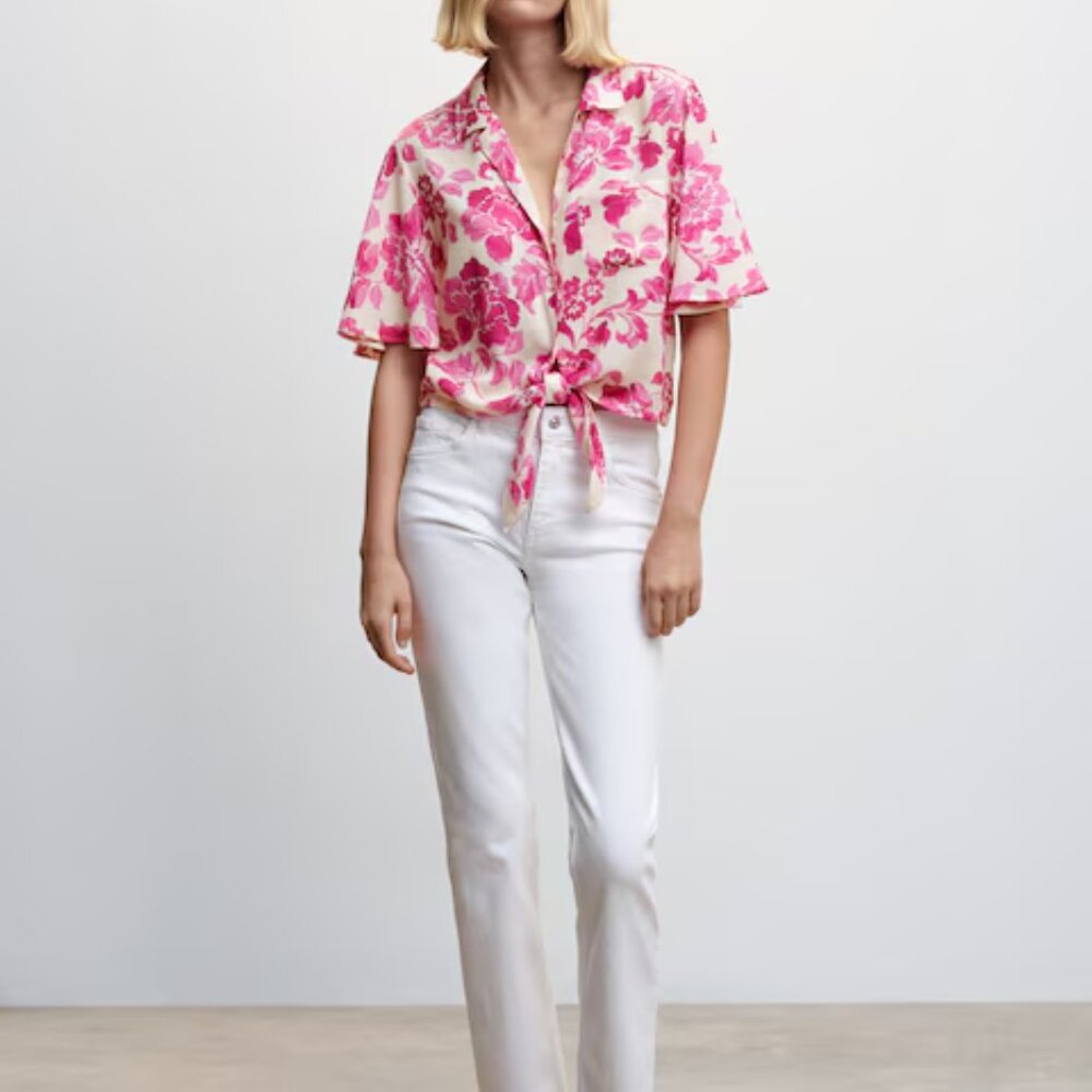 Mango NWT Floral shirt with knot